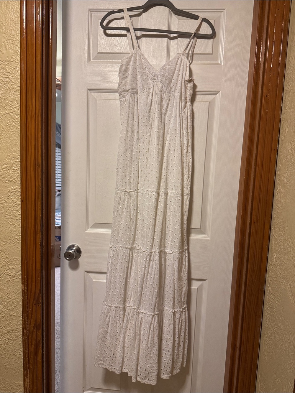 Michael Kors White Eyelet Maxi Dress with Spaghetti Straps NWOT